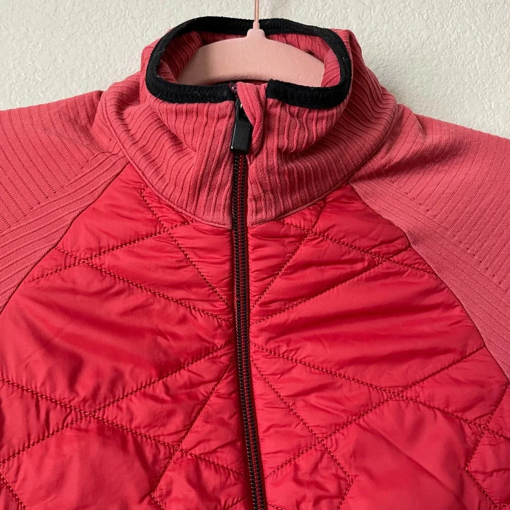 Athleta Jacket Womens Medium Red Flurry Force Puffer Quilted Primasoft Stretchy - Picture 6 of 12
